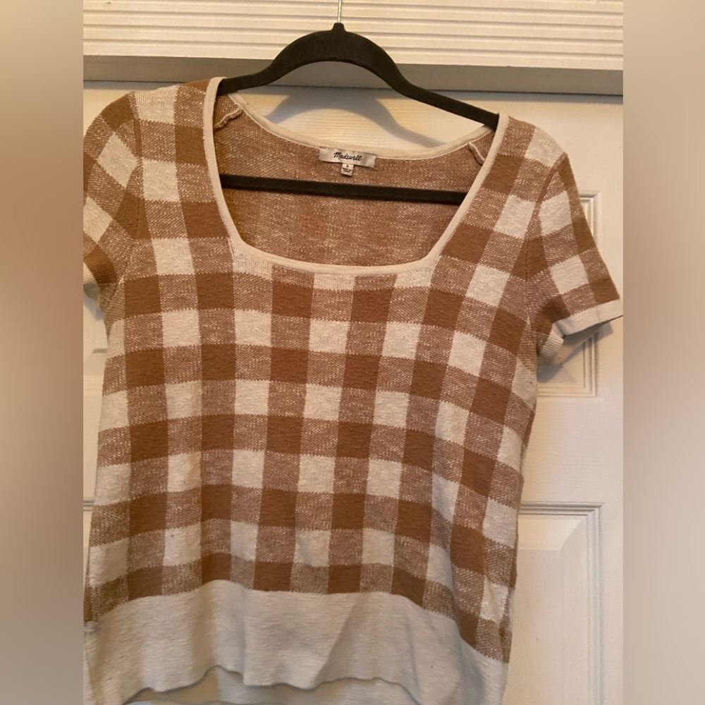 Madewell Brown Checkered Knit Women's Top